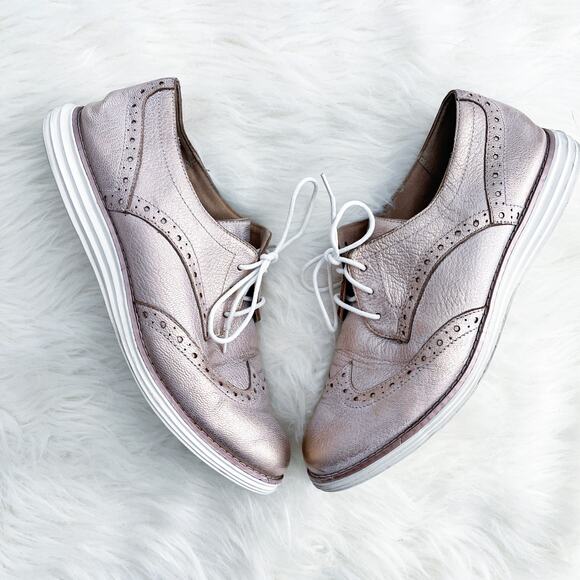 Cole Haan Original Grand Rose Gold Metallic Wingtip Oxford Sneaker - Picture 1 of 8